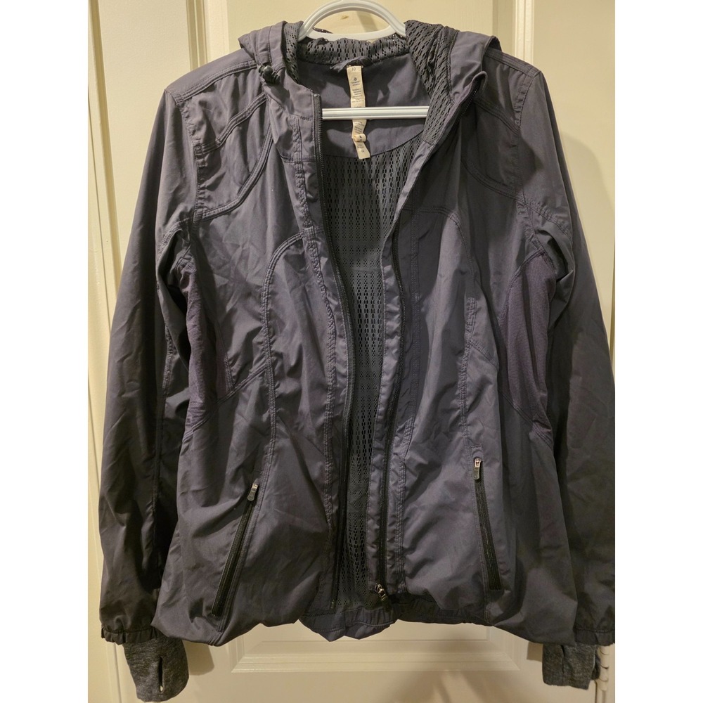 Lululemon Athletica‎ Black Full Zip Jacket W/Hoodie SZ 10